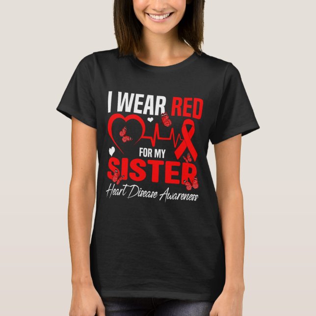 Camiseta Eu Uso Vermelho Para a Minha Irmã Conscientização  (Frente)
