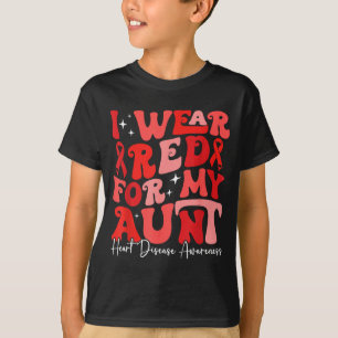 Camiseta Eu Uso Vermelho Para a Minha Tia Retro Chd Coração