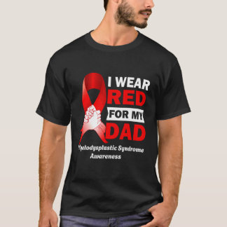 Camiseta Eu Uso Vermelho Pelo Meu Pai Síndrome Mielodisplás