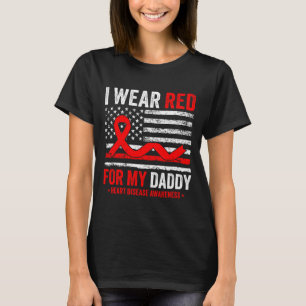 Camiseta Eu Uso Vermelho Pelo Meu Papai Conscientização sob