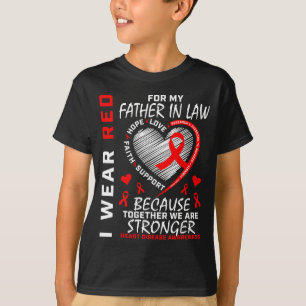 Camiseta Eu Uso Vermelho Pelo Meu Sogro Doença Cardíaca Con
