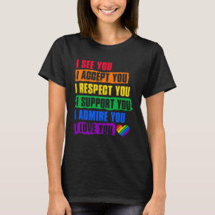 Camiseta Eu Vejo Aceitar Respeito Suporte Admire Te Ama LGB