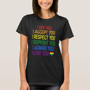 Camiseta Eu Vejo Aceito Respeito Apoio Admiro Amo Você LGBT