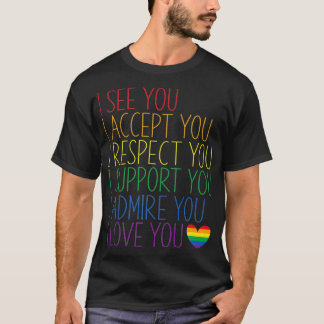 Camiseta Eu Vejo, Aceito, Respeito, Suporte, Admire, Amo Vo