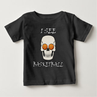 Camiseta Eu Vejo Basquete Crânio Engraçado com Olhos de Bas
