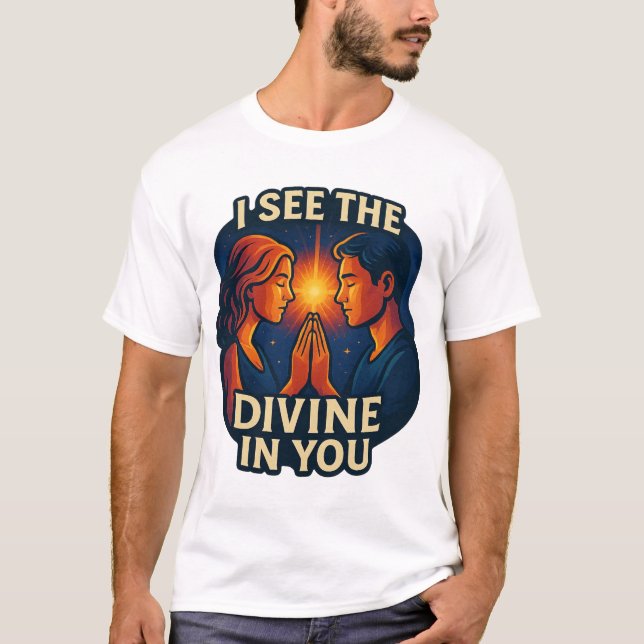 Camiseta "Eu vejo o divino em você" - Conexão espiritual (Frente)