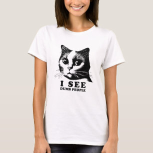 Camiseta Eu vejo Pessoas de lixo   Gato Engraçado
