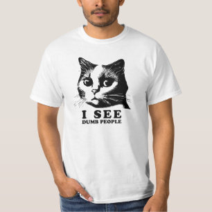 Camiseta Eu vejo Pessoas de lixo Gato Engraçado