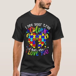 Camiseta Eu Vejo Sua Verdadeira Cor do Autismo Quebra-cabeç