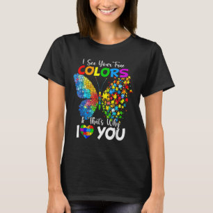 Camiseta Eu Vejo Sua Verdadeira Cores Borboleta Autismo Con