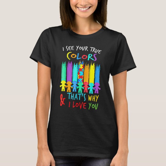 Camiseta Eu Vejo Suas Cores Verdadeiras Eu Te Amo Mãos Auti (Frente)