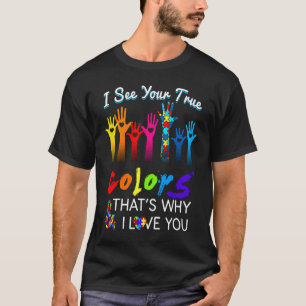 Camiseta Eu Vejo Suas Cores Verdadeiras Mãos Autistas Consc