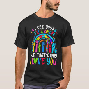 Camiseta Eu Vejo Suas Cores Verdadeiras Peça de Puzzle Cons
