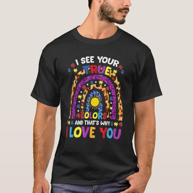Camiseta Eu Vejo Suas Cores Verdadeiras Peça de Puzzle Cons (Frente)
