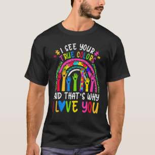 Camiseta Eu Vejo Suas Cores Verdadeiras Peça de Puzzle Cons