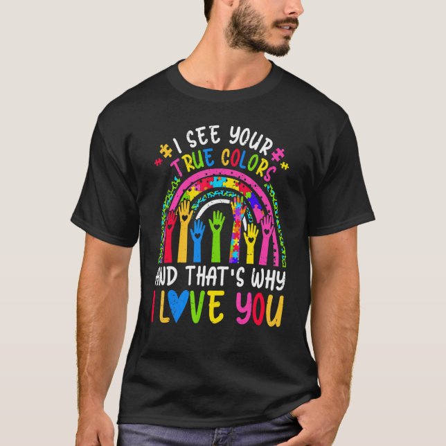 Camiseta Eu Vejo Suas Cores Verdadeiras Peça de Puzzle Cons (Frente)