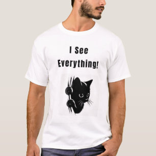 Camiseta Eu Vejo Tudo! Gato Engraçado