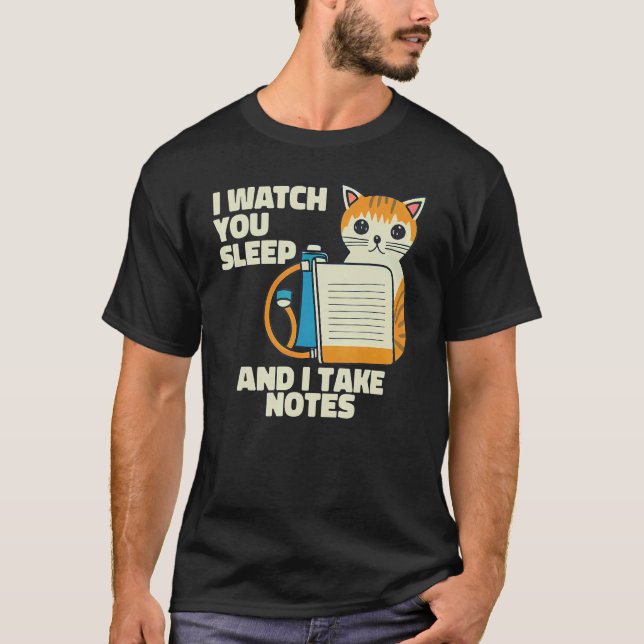 Camiseta Eu Vejo Você Dormindo Polissonografia De Gatos (Frente)