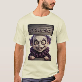 Camiseta Eu Vejo Você - Palhaço Assustador no Estilo Pixar
