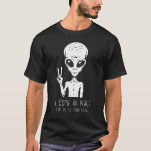 Camiseta Eu venho em paz, levo-me à tua pizza