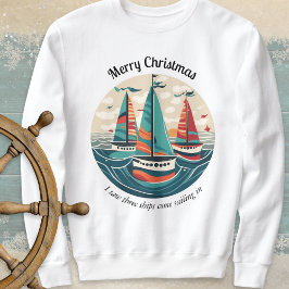 Camiseta Eu Vi Três Navios Barcos a Vela Oceano Natal