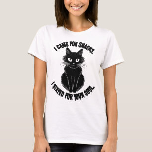 Camiseta Eu Vim Cachorros, Fiquei para o seu Gato Negro Alm