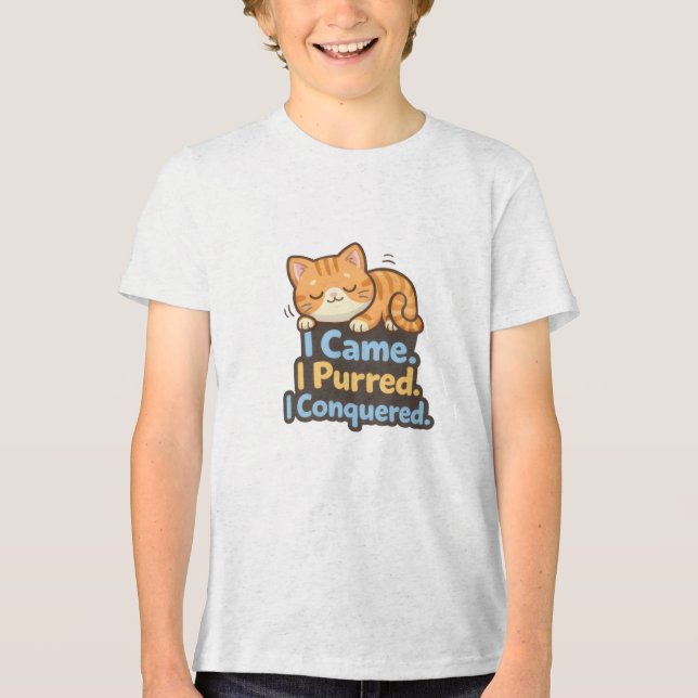 Camiseta “Eu vim. Eu ronronei. Eu conquistei — Citação engr (Frente)