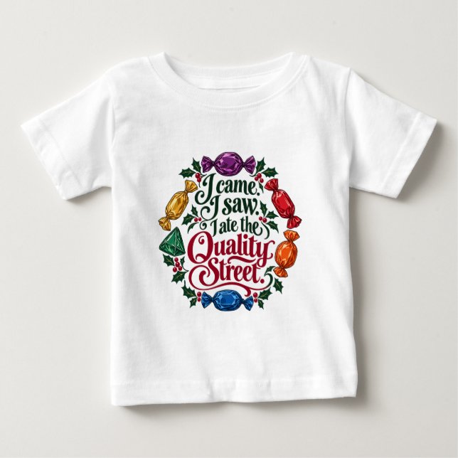 Camiseta Eu Vim, Eu Vi, Eu Comi o Quality Street de Natal  (Frente)
