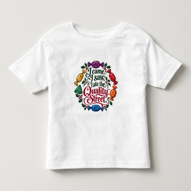 Camiseta Eu Vim, Eu Vi, Eu Comi o Quality Street de Natal  (Frente)