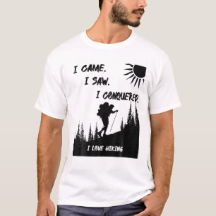 Camiseta Eu Vim. Eu Vi. Eu Conquistei. Eu Adoro Caminhar