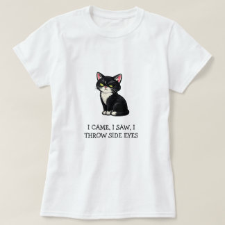 Camiseta Eu Vim Eu Vi Eu Lanço Olhares de Desaprovação Gato