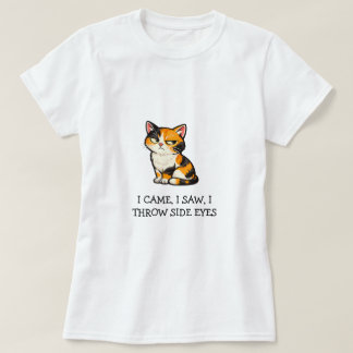 Camiseta Eu Vim Eu Vi Eu Lanço Olhares Laterais Gato Calico