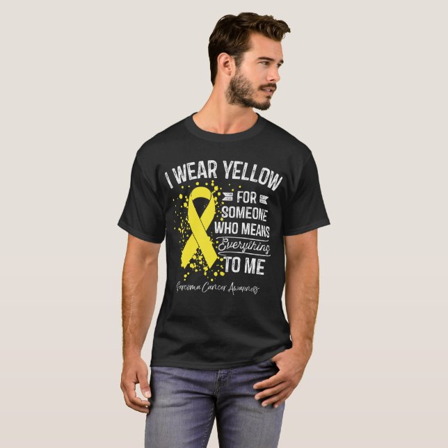 Camiseta Eu visto a fita amarela do amarelo do cancer do (Frente Completa)