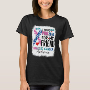 Camiseta Eu Visto a Lua de Consciência da Tiroide Azul-Rosa