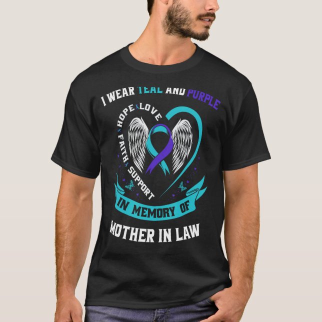 Camiseta Eu Visto a Mãe Teal e Roxa em Direito Sentido de S (Frente)