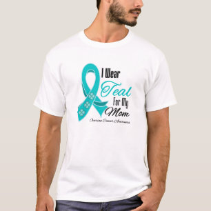 Camiseta Eu visto a mamã do câncer de ovário da fita da