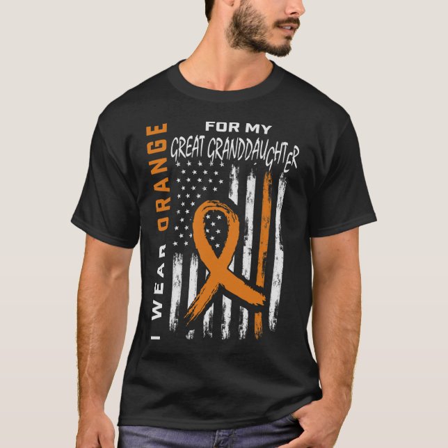 Camiseta Eu Visto a neta Excelente laranja Leukemia Awarene (Frente)