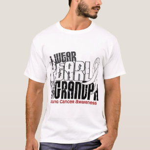 Camiseta Eu visto a pérola para meu câncer pulmonar do vovô