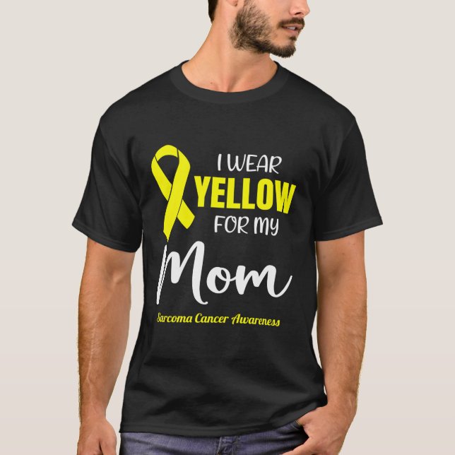 Camiseta Eu Visto Amarelo Para Minha Mãe Para Sarcoma Cance (Frente)