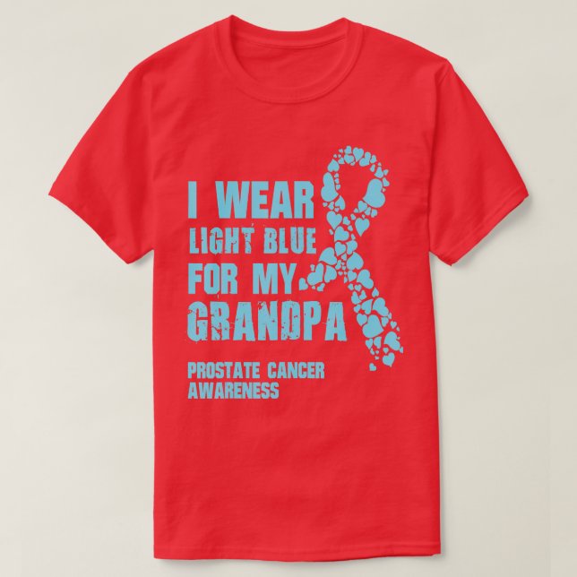 Camiseta Eu Visto Azul Claro para o meu avô, Shir Prostata (Frente do Design)