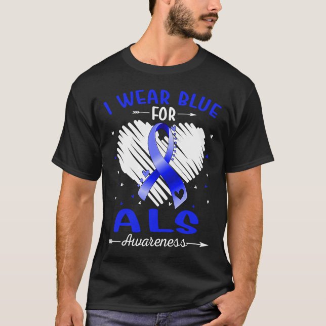 Camiseta Eu Visto Azul para a Consciência ALS (Frente)