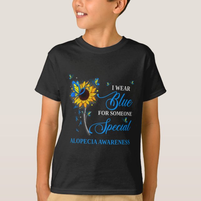 Camiseta Eu Visto Azul Para A Consciência Da Alopecia Giras (Frente)