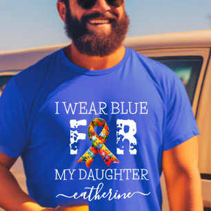 Camiseta eu visto azul para a consciência do autismo