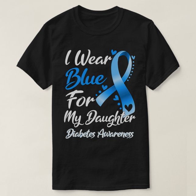 Camiseta Eu Visto Azul Para A Minha Filha, Diabetes, Costel (Frente do Design)