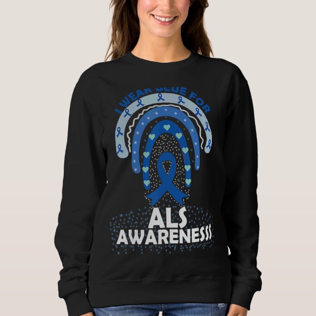 Camiseta Eu Visto Azul Para Consciência Als Mês Arco-Íris (Frente)