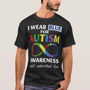 Camiseta Eu Visto Azul Para Consciência Autista Aceitar Com