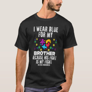 Camiseta Eu Visto Azul Para Irmão Combater Autismo Irmã Sen