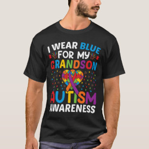 Camiseta Eu Visto Azul Para Meu Avô Autismo Sensibilização 