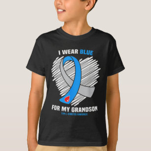 Camiseta Eu Visto Azul Para Meu Avô Tipo 1 Diabetes Awaren