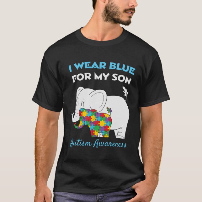 Camiseta Eu Visto Azul Para Meu Filho Orgulhoso Autismo Sen (Frente)